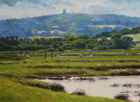 Dave Edmonds, four oils on canvas, views of Icklesham and Ecclesbourne Glen, 37 x 49cm